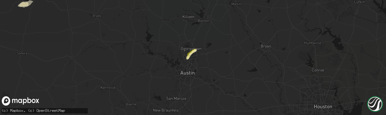 Hail map in Round Rock, TX on April 18, 2026