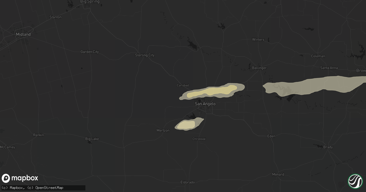 Hail map in San Angelo, TX on April 18, 2026