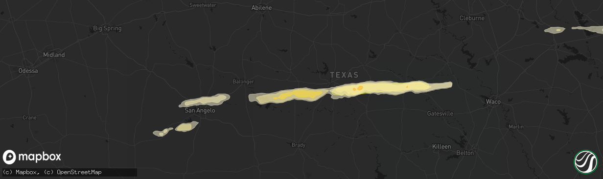 Hail map in Santa Anna, TX on April 18, 2026