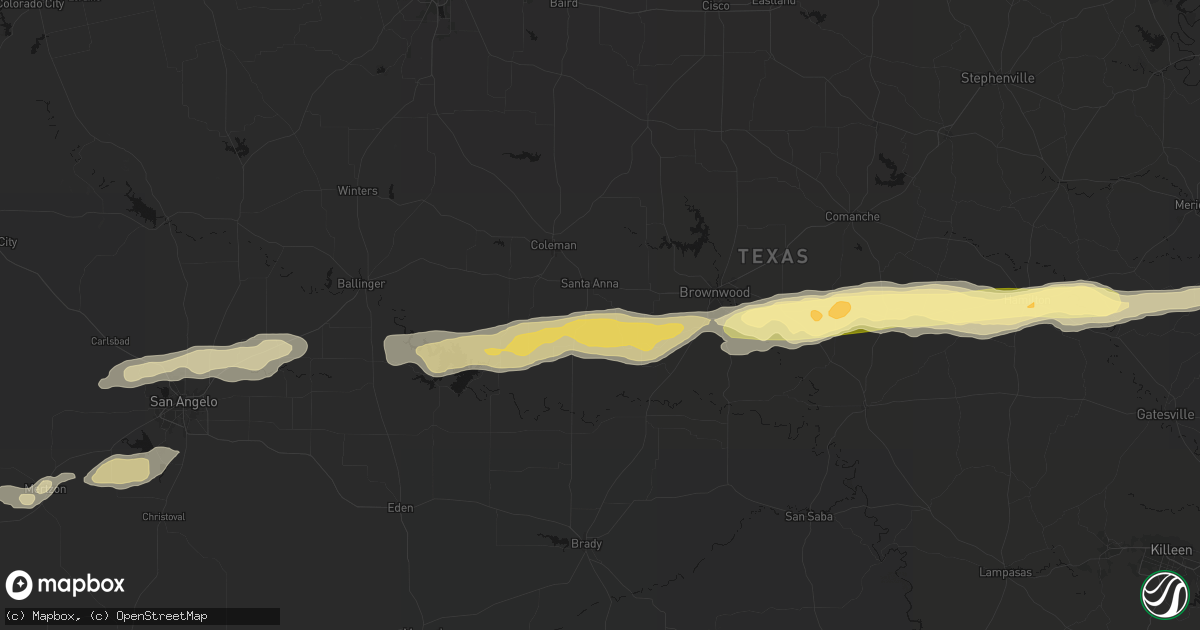 Hail map in Santa Anna, TX on April 18, 2026
