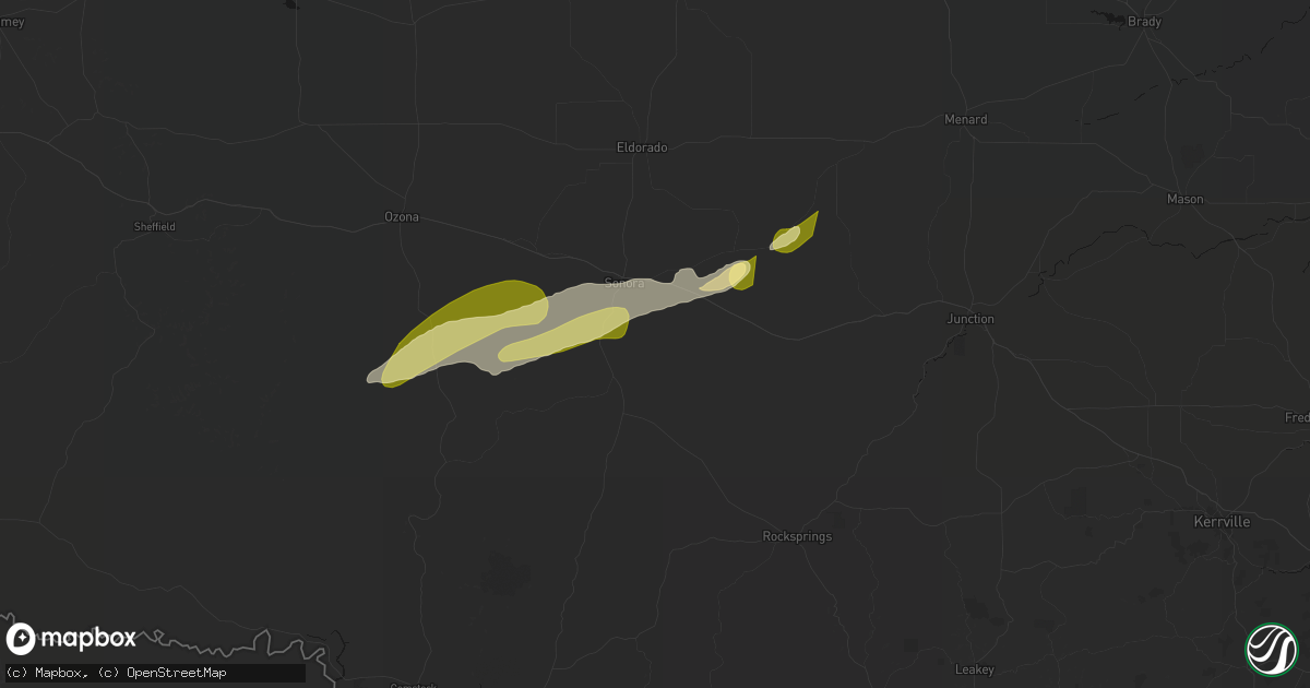 Hail map in Sonora, TX on April 18, 2026