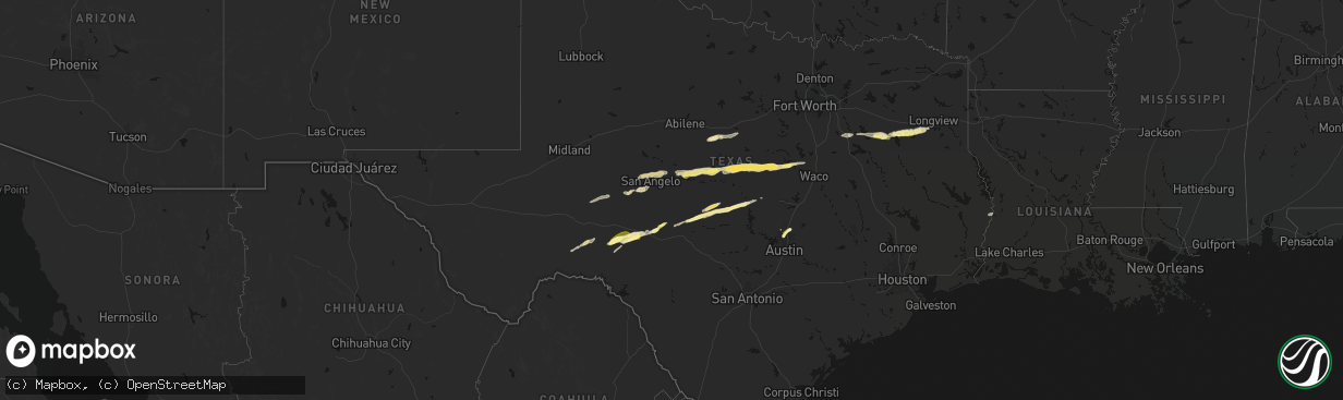 Hail map in Texas on April 18, 2026