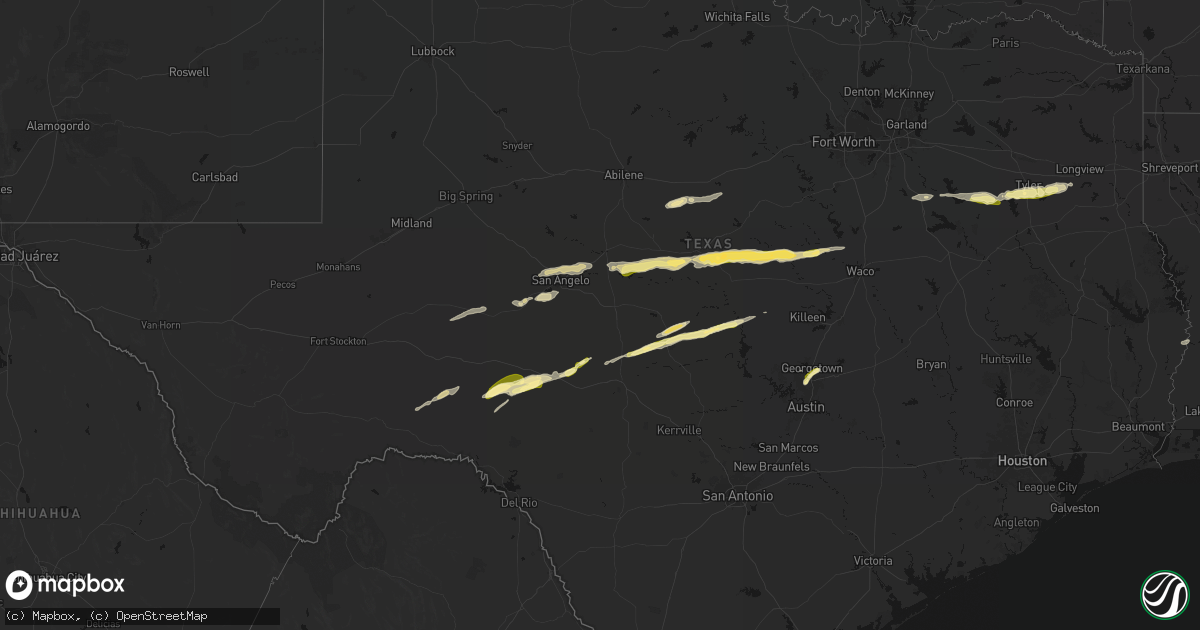 Hail map in Texas on April 18, 2026