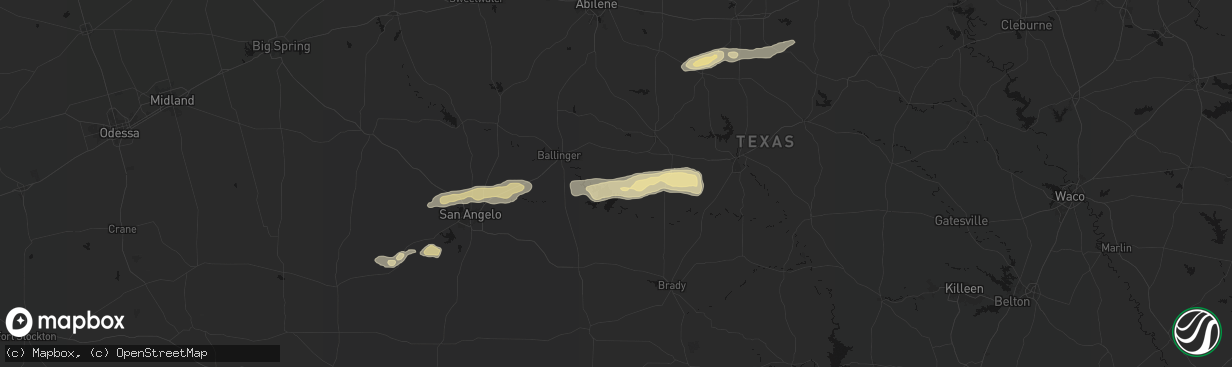 Hail map in Voss, TX on April 18, 2026