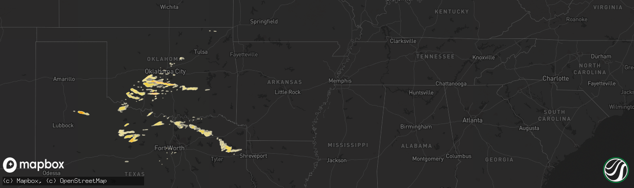 Hail map in Texas on April 19, 2012