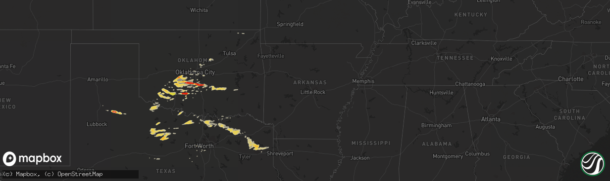 Hail map on April 19, 2012