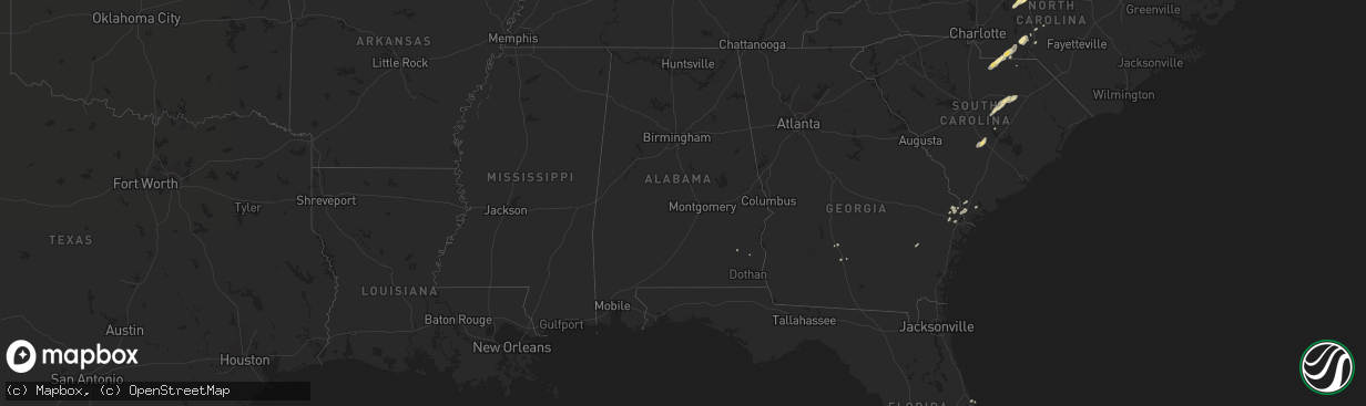 Hail map in Alabama on April 19, 2013