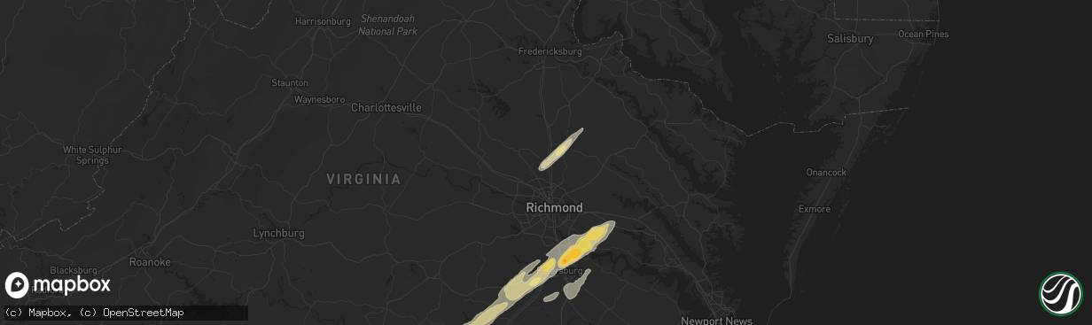 Hail map in Ashland, VA on April 19, 2013