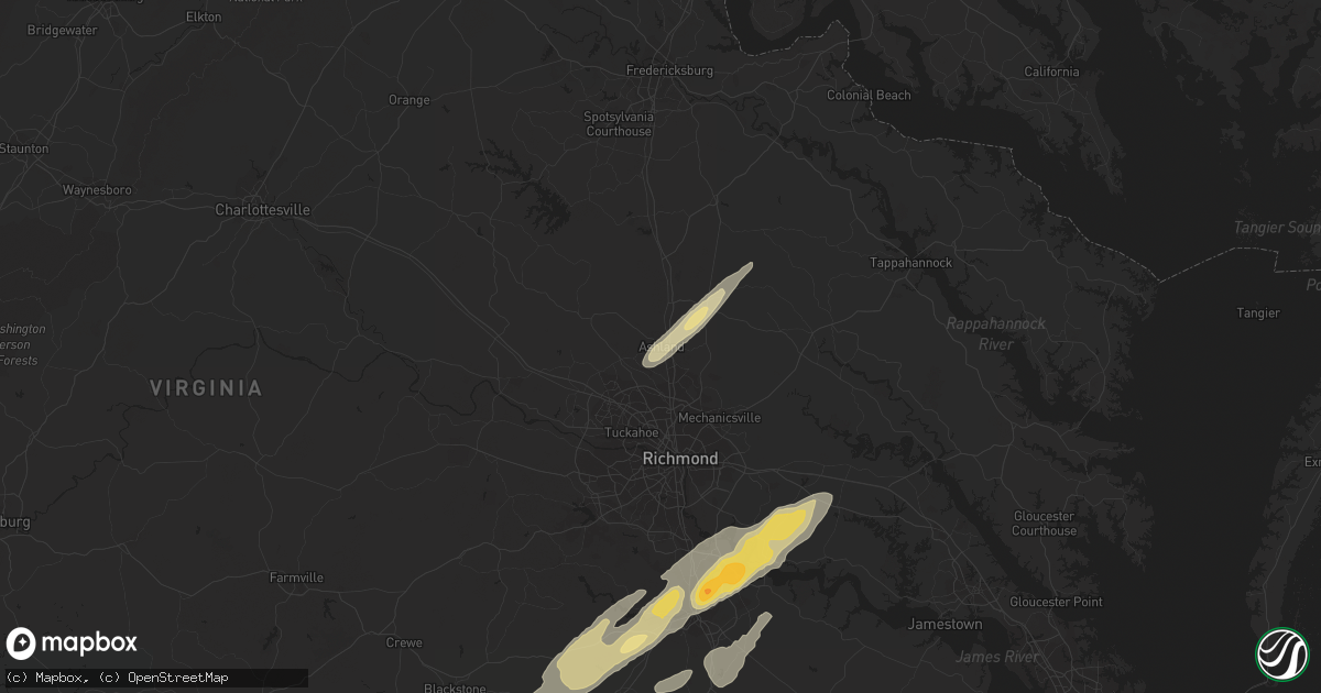 Hail map in Ashland, VA on April 19, 2013