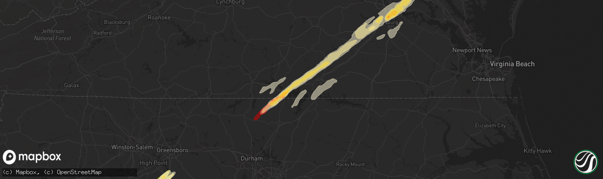 Hail map in Boydton, VA on April 19, 2013