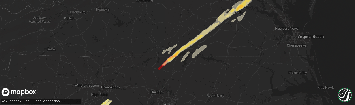 Hail map in Clarksville, VA on April 19, 2013