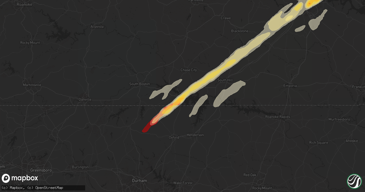 Hail map in Clarksville, VA on April 19, 2013