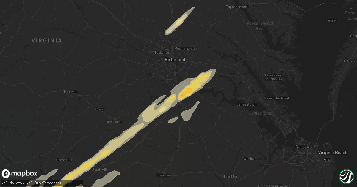 Hail map in Colonial Heights, VA on April 19, 2013