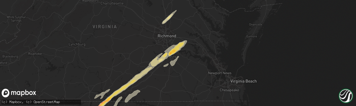 Hail map in Hopewell, VA on April 19, 2013