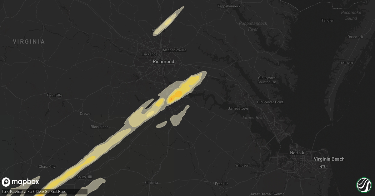 Hail map in Hopewell, VA on April 19, 2013