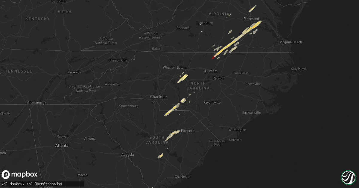 Hail map in North Carolina on April 19, 2013