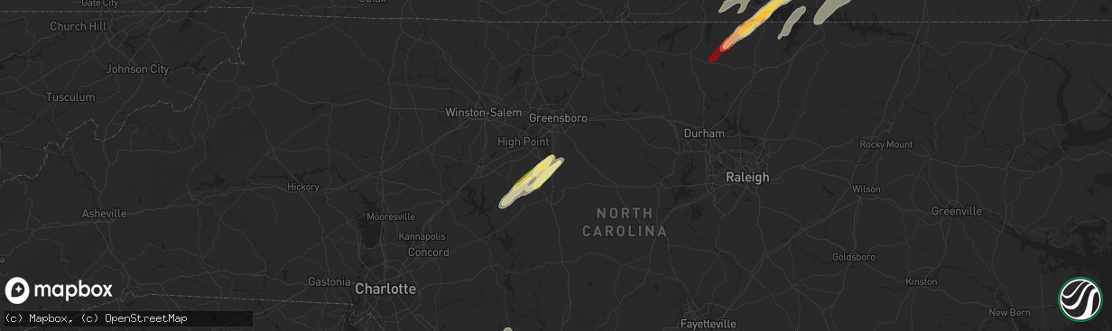 Hail map in Randleman, NC on April 19, 2013