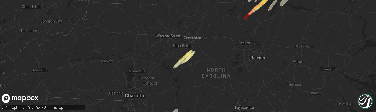 Hail map in Sophia, NC on April 19, 2013