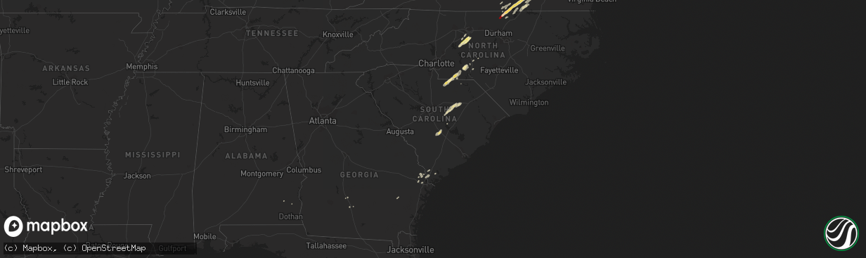 Hail map in South Carolina on April 19, 2013