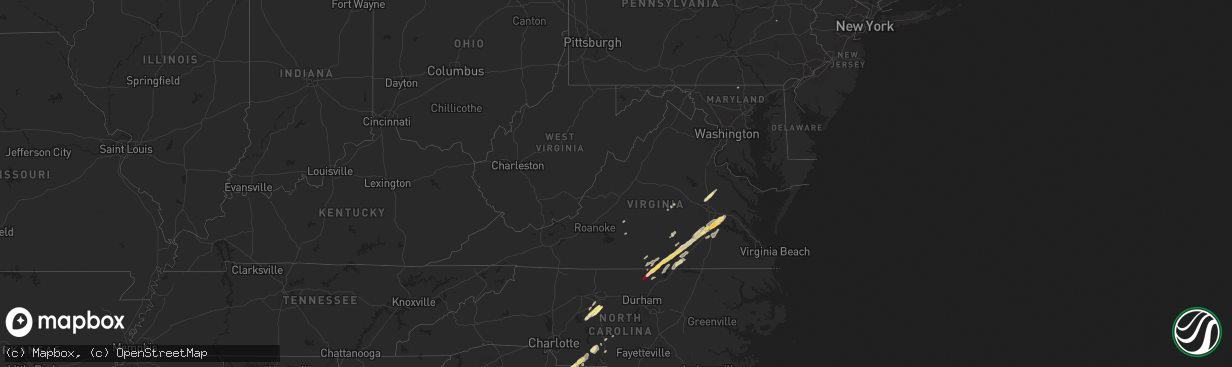 Hail map in Virginia on April 19, 2013