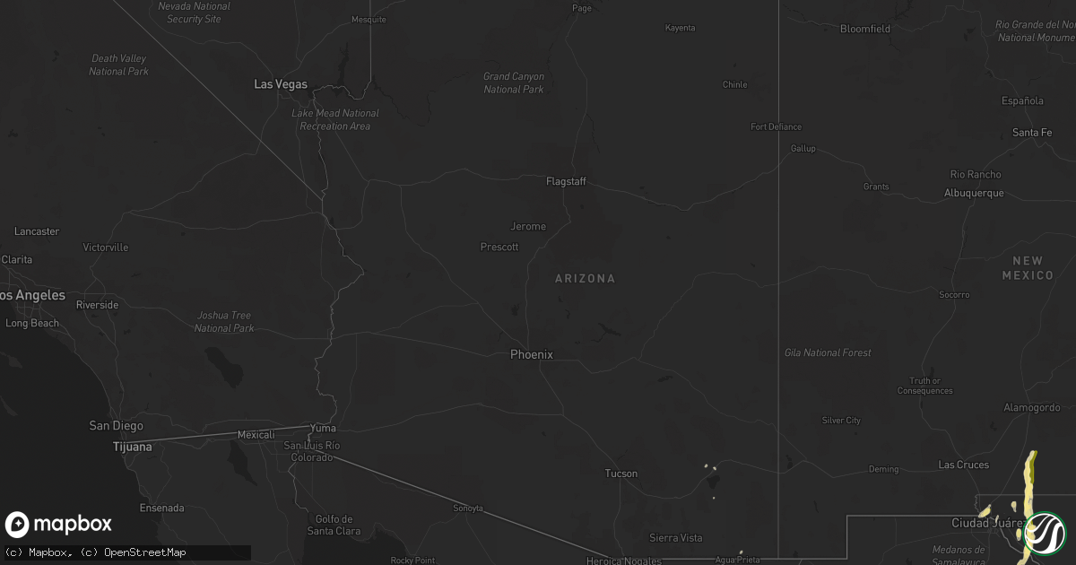 Hail map in Arizona on April 19, 2014