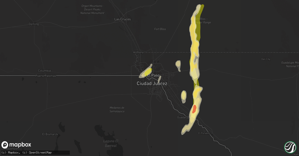 Hail map in El Paso, TX on April 19, 2014