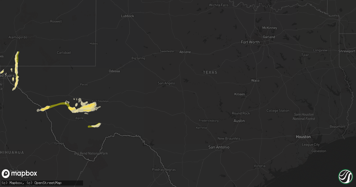 Hail map in Texas on April 19, 2014