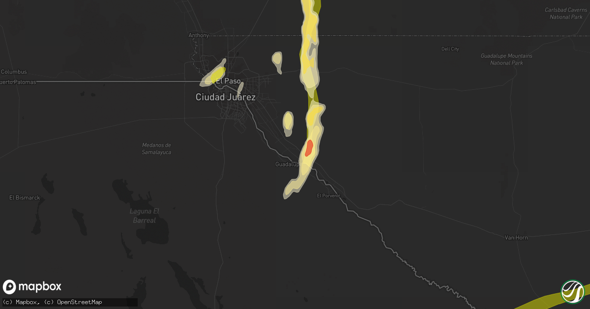 Hail map in Tornillo, TX on April 19, 2014