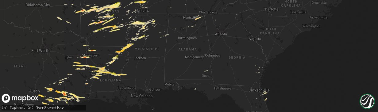 Hail map in Alabama on April 19, 2015