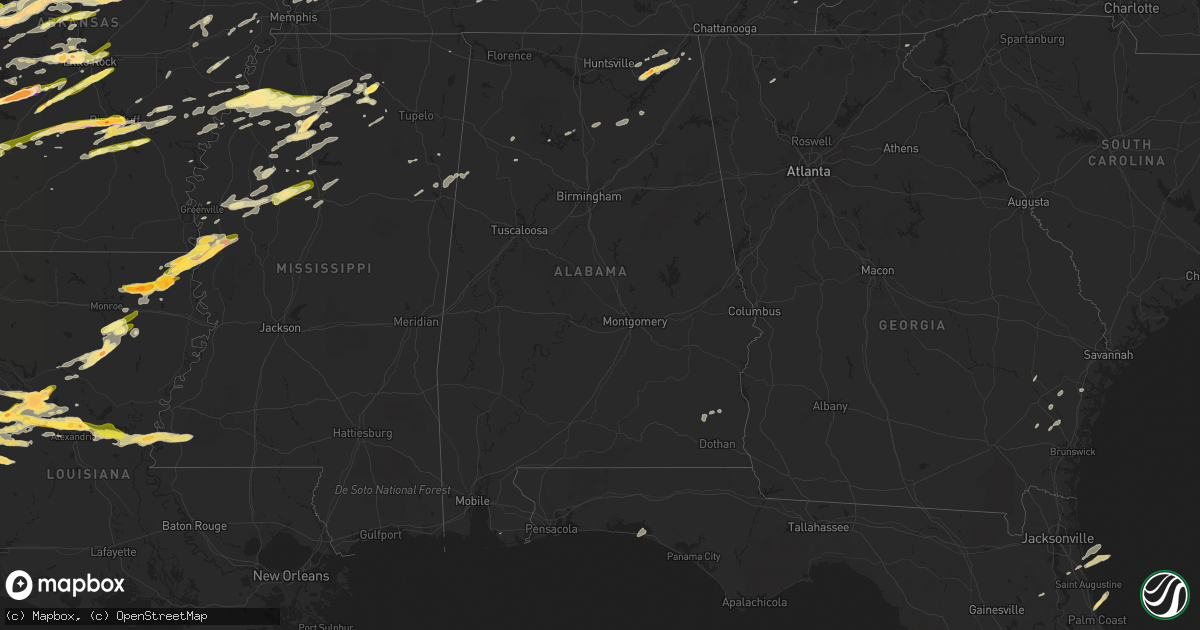 Hail map in Alabama on April 19, 2015