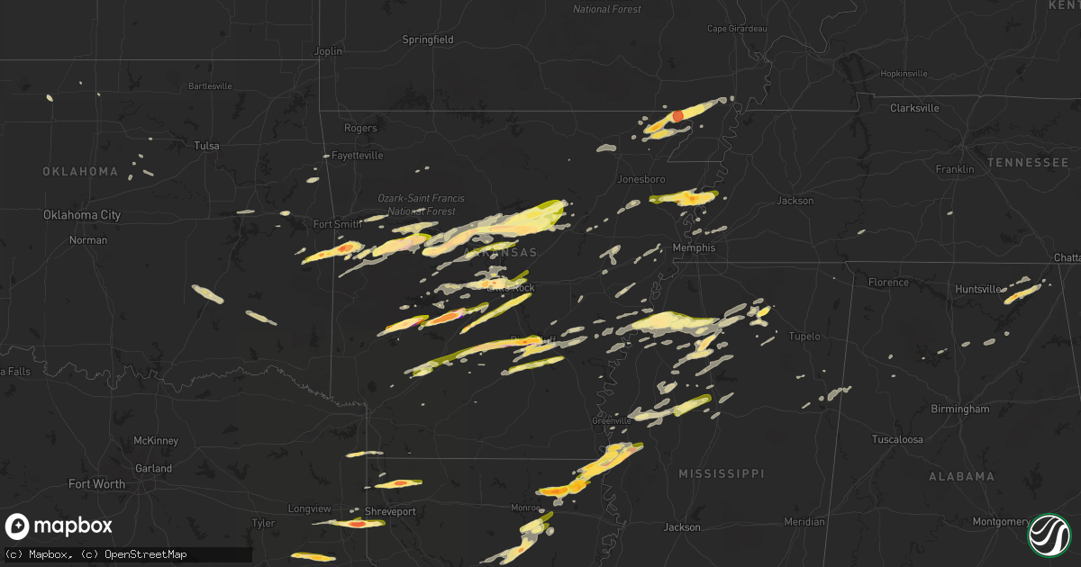 Hail map in Arkansas on April 19, 2015