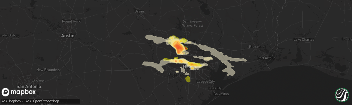 Hail map in Cypress, TX on April 19, 2015