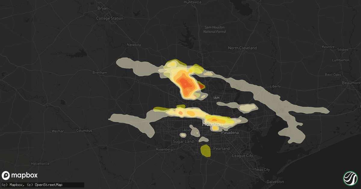 Hail map in Cypress, TX on April 19, 2015