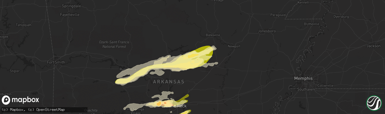 Hail map in Heber Springs, AR on April 19, 2015