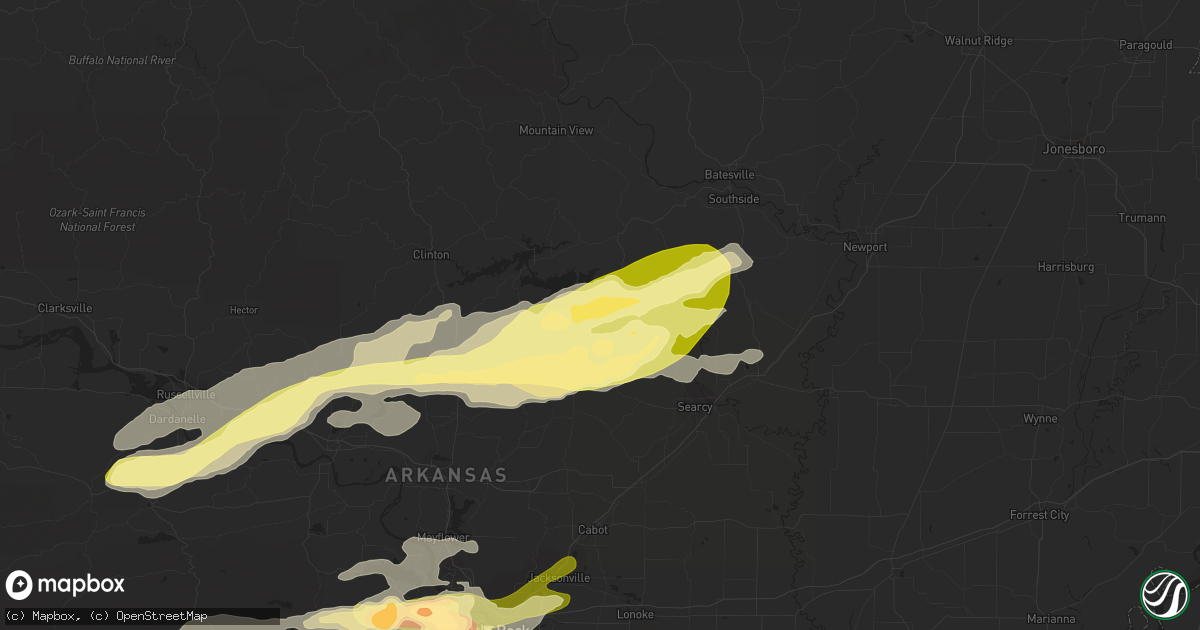 Hail map in Heber Springs, AR on April 19, 2015