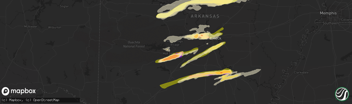 Hail map in Hot Springs National Park, AR on April 19, 2015