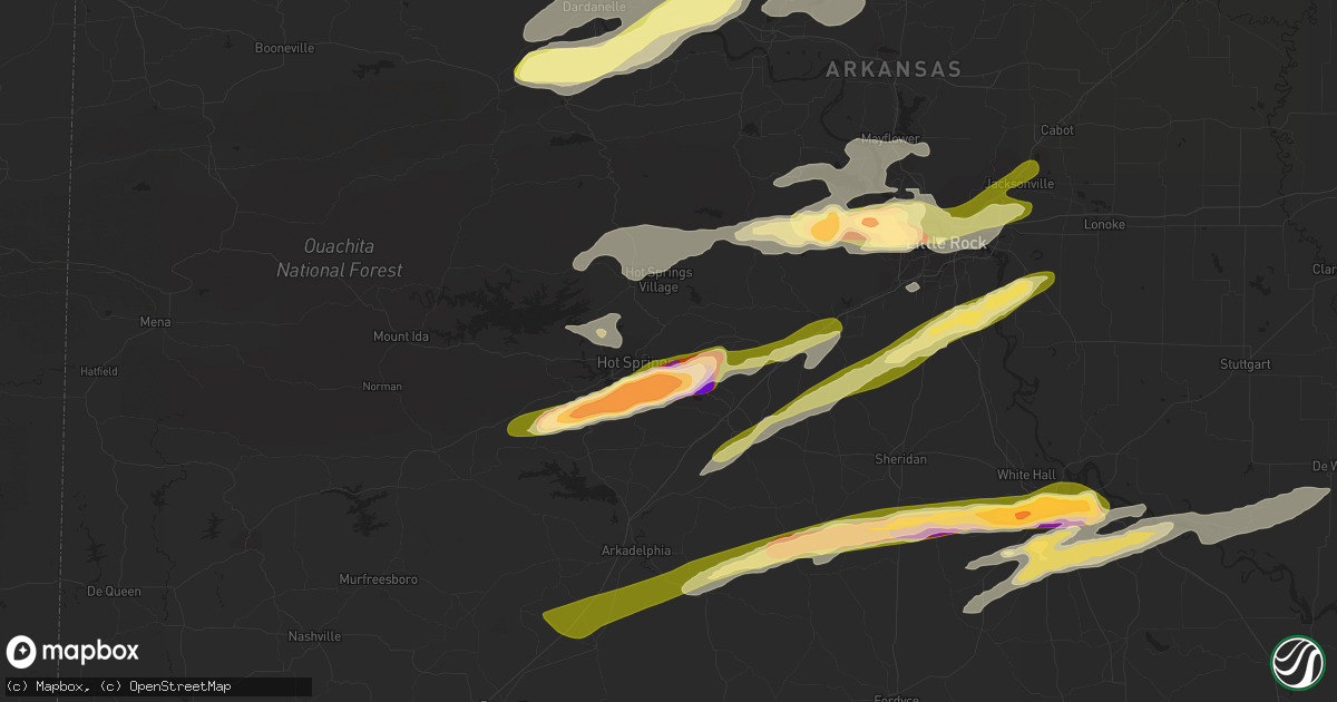 Hail map in Hot Springs National Park, AR on April 19, 2015