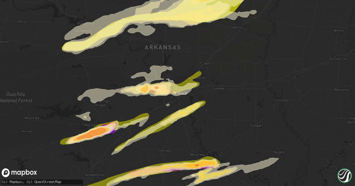 Hail map in Little Rock, AR on April 19, 2015