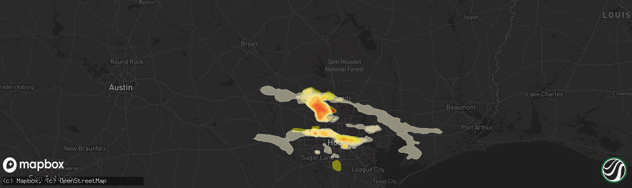 Hail map in Magnolia, TX on April 19, 2015