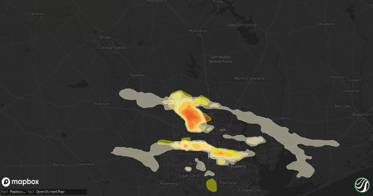 Hail map in Magnolia, TX on April 19, 2015