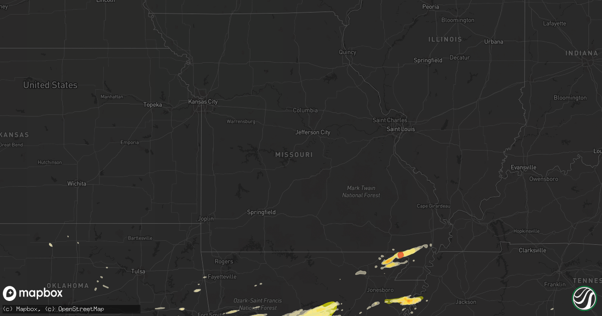 Hail map in Missouri on April 19, 2015