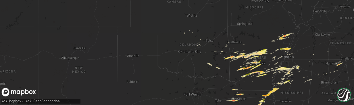 Hail map in Oklahoma on April 19, 2015