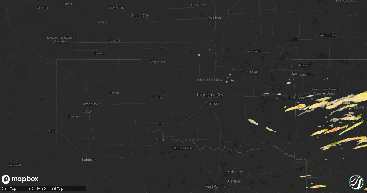 Hail map in Oklahoma on April 19, 2015