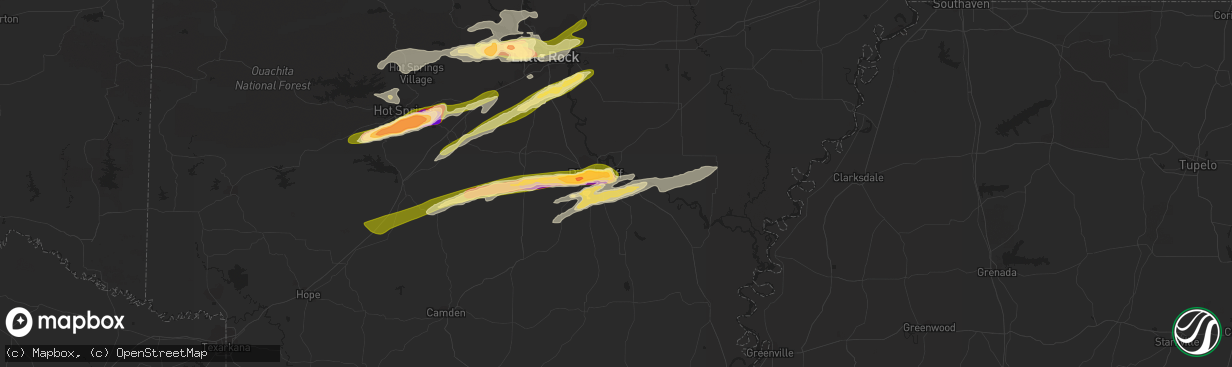 Hail map in Pine Bluff, AR on April 19, 2015