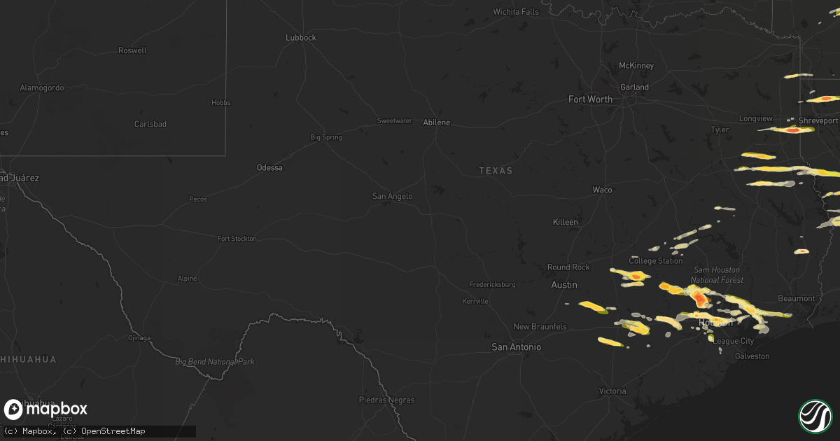 Hail map in Texas on April 19, 2015