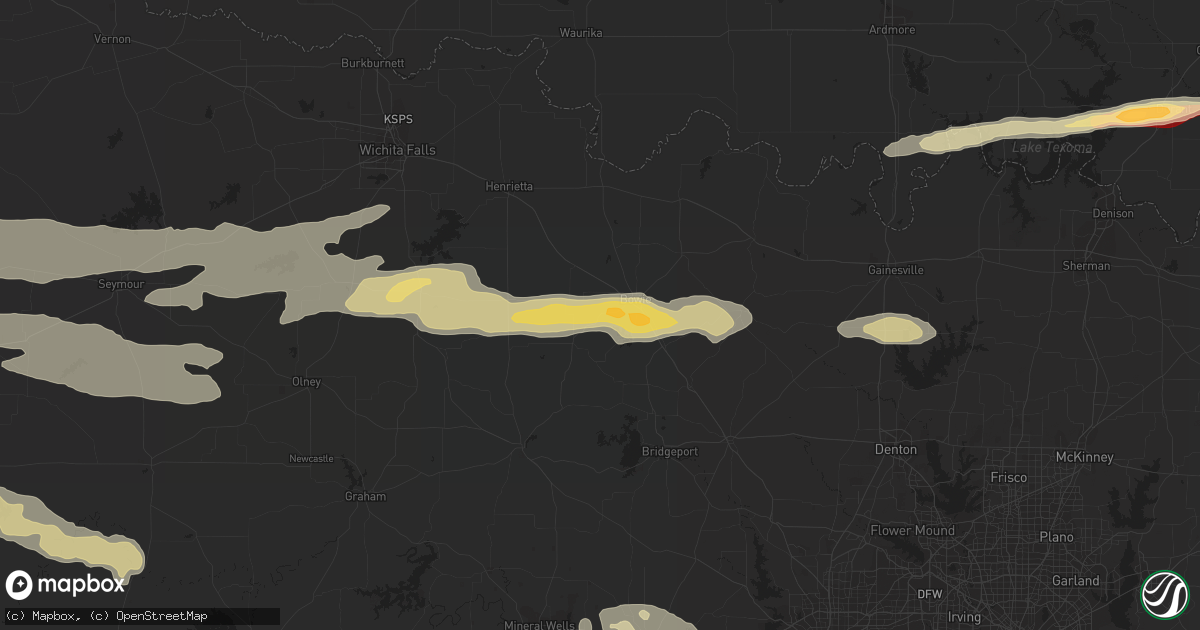 Hail map in Bowie, TX on April 19, 2016
