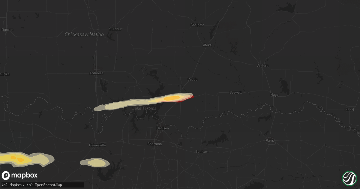 Hail map in Durant, OK on April 19, 2016