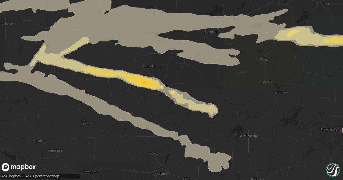 Hail map in Haskell, TX on April 19, 2016