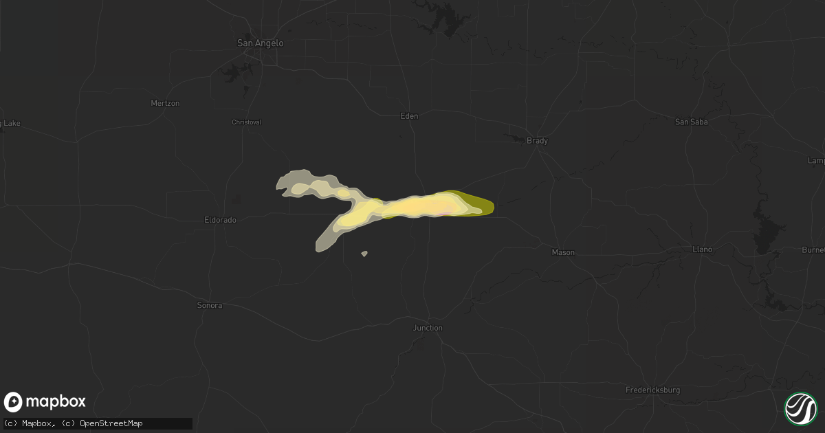 Hail map in Menard, TX on April 19, 2016