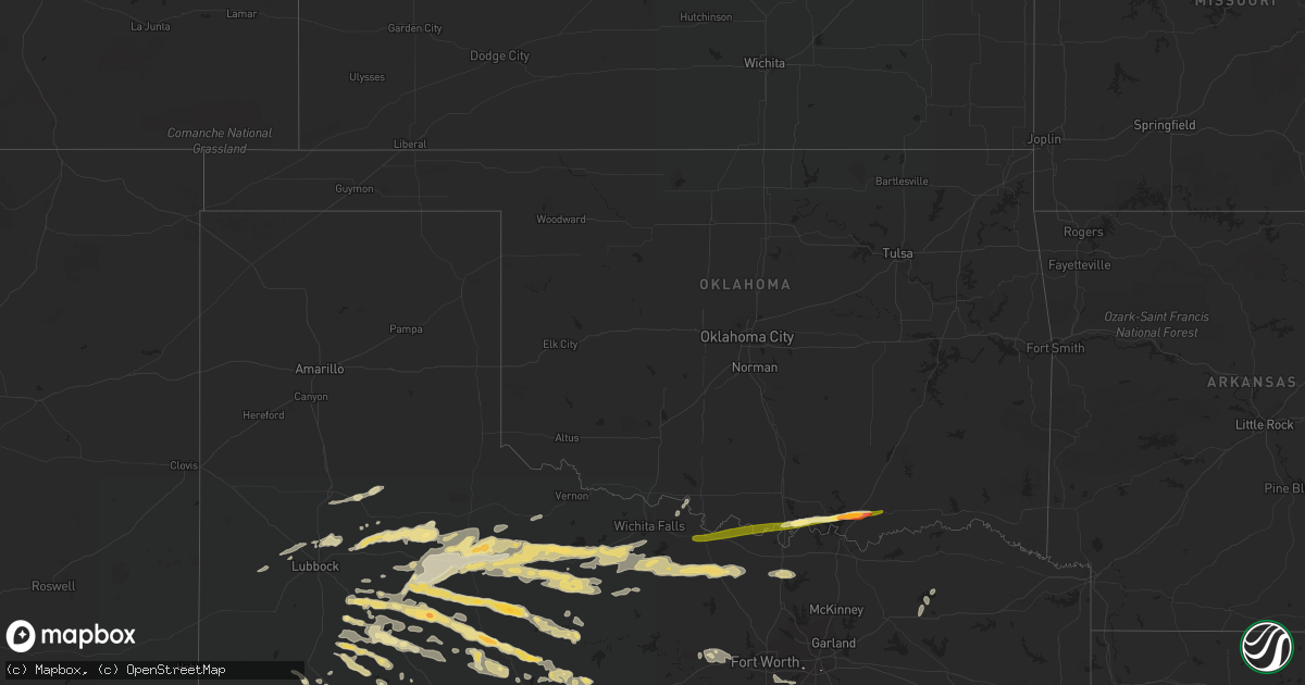 Hail map in Oklahoma on April 19, 2016